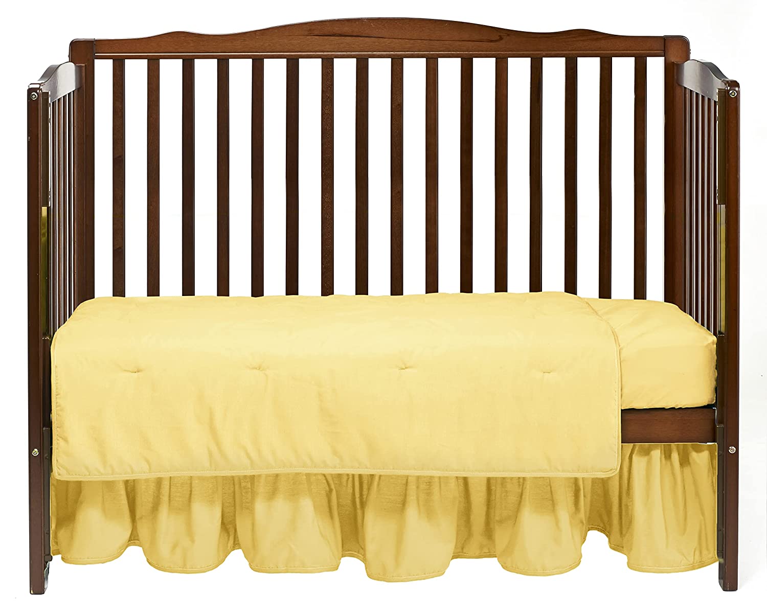 Baby Doll Solid 3 Piece Crib Bedding Set, Yellow, 500c3-yellow