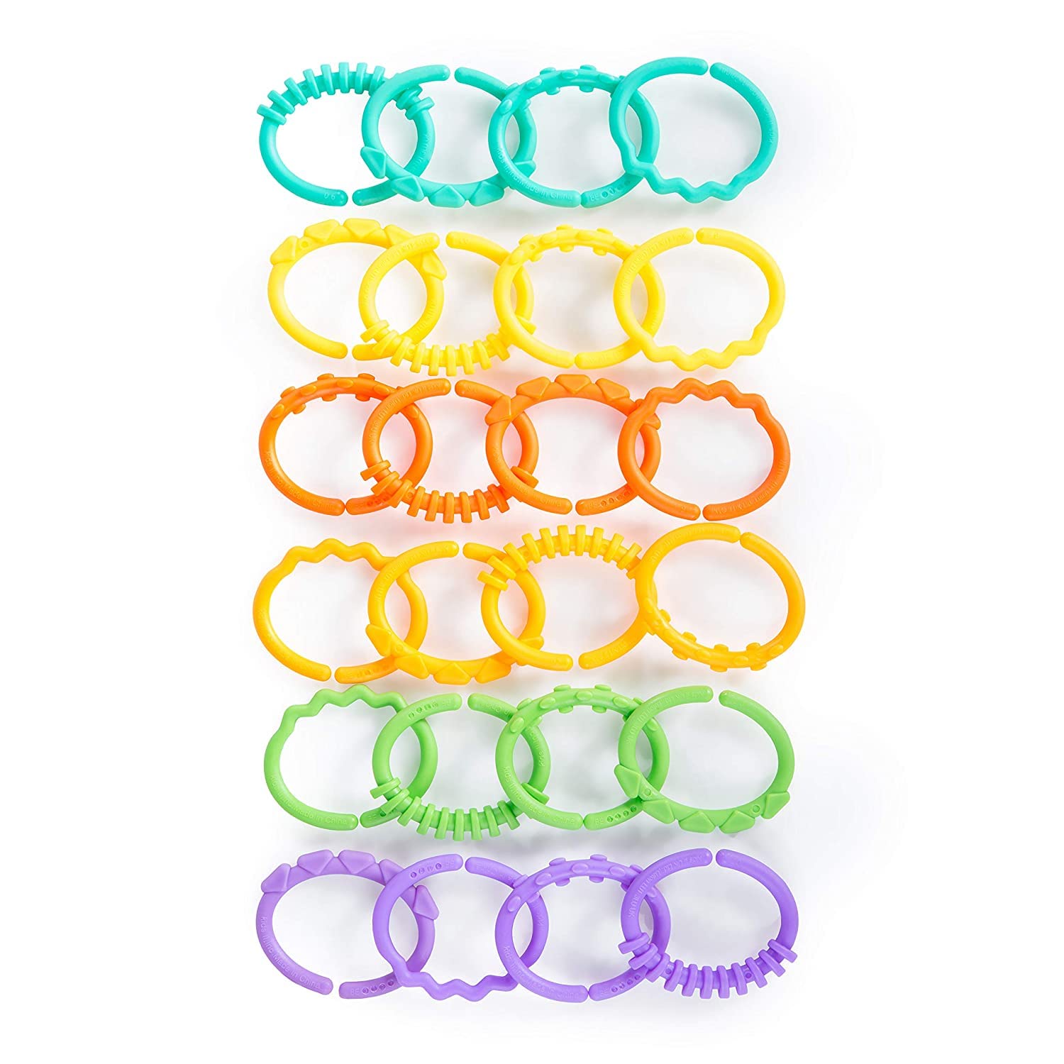 Bright Starts Lots of Links Rings - for Stroller or Carrier Seat - BPA-Free 24 Pcs, Ages 0 Months Plus
