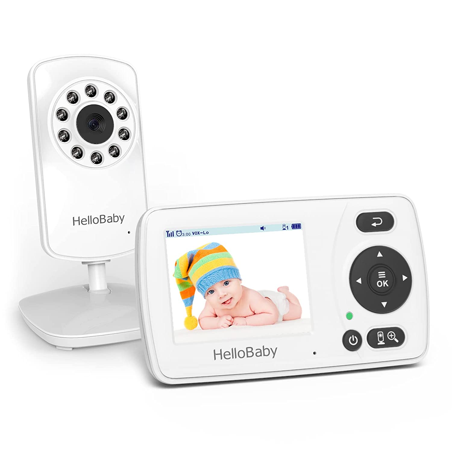 HelloBaby Monitor with Camera and Audio, 1000ft Long Range Video Baby Monitor-No WiFi, Night Vision, VOX Mode-Power Saving, 2.4’’ Portable Travel Screen, Baby Safety Camera, for Baby/Pet, Plug & Play
