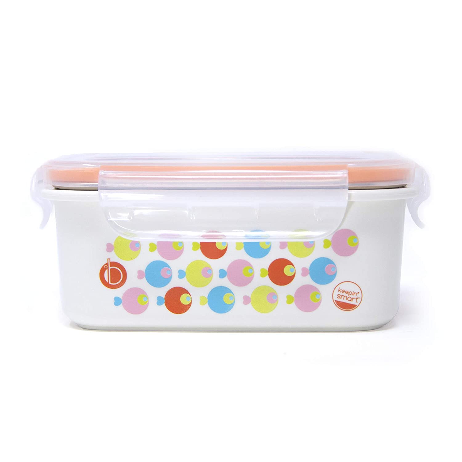 Innobaby Keepin' Fresh Stainless Bento Snack or Lunch Box with Lid for Kids and Toddlers 15 oz, BPA Free Food Storage, Orange Fish