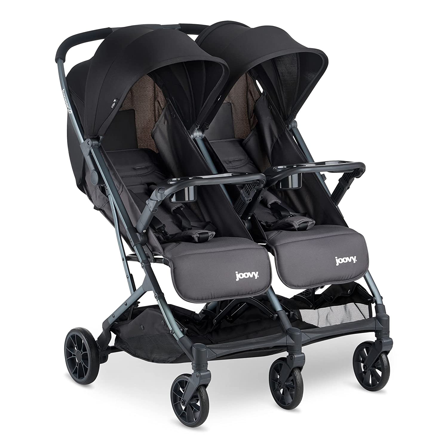 Joovy Kooper X2 Side-by-Side Double Stroller Featuring Dual Snack Trays, One-Handed Fold, Multi-Position Reclining Seats, Adjustable Leg Rests, and 2...
