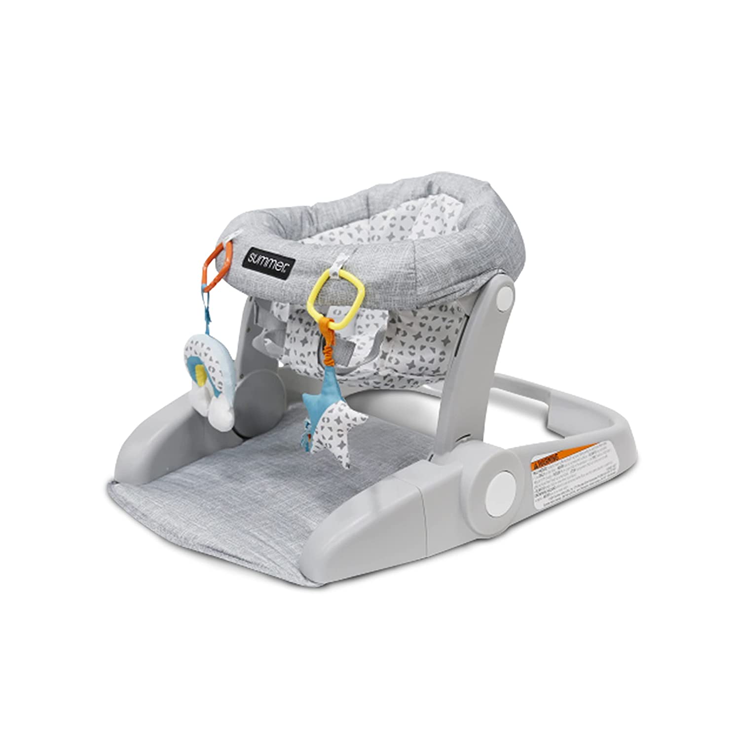 Summer® Learn-to-Sit™ 2-Position Floor Seat (Heather Gray) – Sit Baby Up in This Adjustable Baby Activity Seat Appropriate for Ages 4-12 Months – Includes Toys